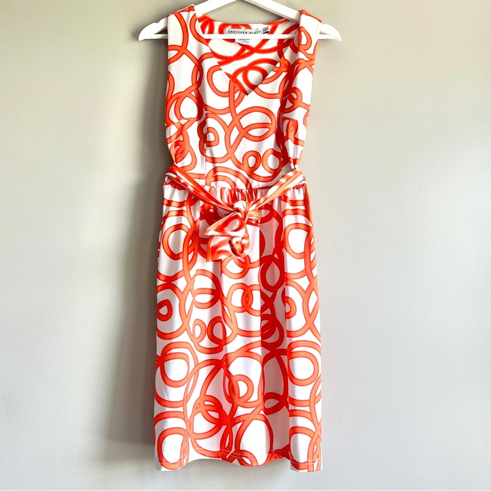Gretchen Scott date night dress womens small jersey string thing orange vneck
